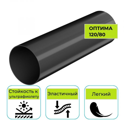 Труба водосточная Технониколь Оптима, ПВХ черная 3 м 1