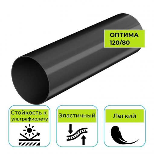 Труба водосточная Технониколь Оптима, ПВХ черная 3 м