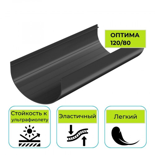Желоб водосточный Технониколь Оптима, ПВХ черный 3 м 1