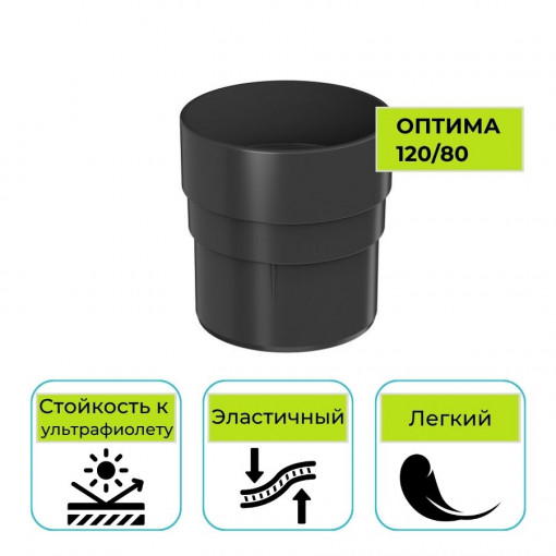 Муфта трубы Технониколь Оптима, ПВХ черная 80 мм