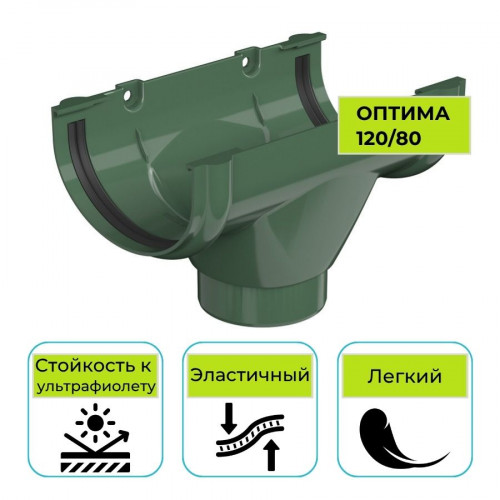 Воронка желоба Технониколь Оптима, ПВХ зеленая 120 мм 1