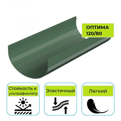 Желоб водосточный Технониколь Оптима, ПВХ зеленый 2 м 1