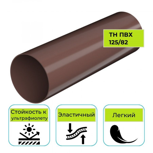 Труба водосточная Технониколь ПВХ 125/82, коричневая 3 м 1