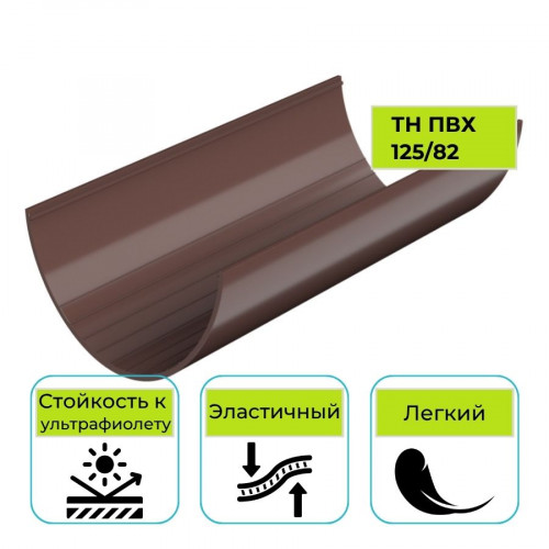 Желоб водосточный Технониколь ПВХ 125/82, коричневый 3 м 1