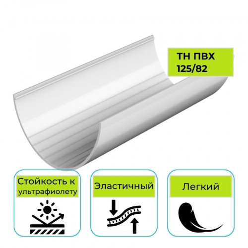 Желоб водосточный Технониколь ПВХ 125/82, белый 1,5 м 1