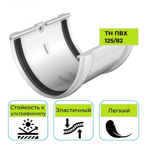 Соединитель желоба Технониколь ПВХ 125/82, белый 1