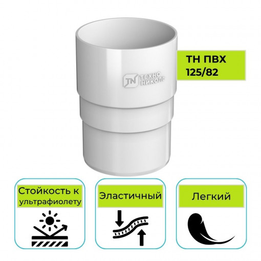 Муфта трубы Технониколь ПВХ 125/82, белая