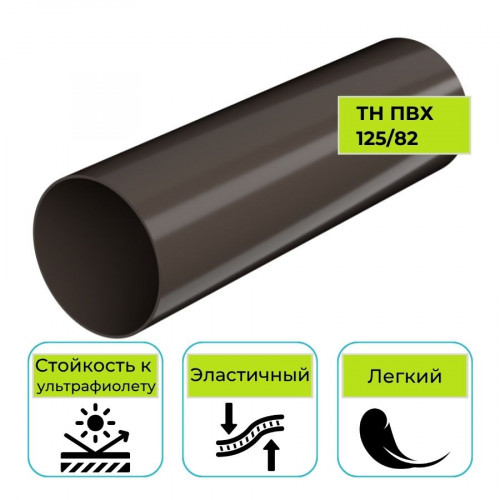 Труба водосточная Технониколь ПВХ 125/82, темно-коричневая 1,5 м 1