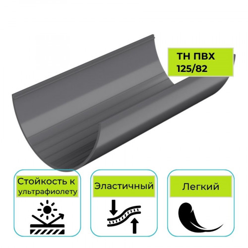 Желоб водосточный Технониколь ПВХ 125/82, серый 3 м 1