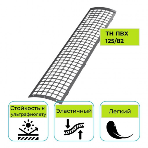 Решетка желоба защитная Технониколь ПВХ 125/82, 0,6 м.п, серая