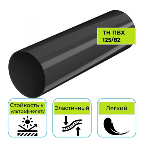 Труба водосточная Технониколь ПВХ 125/82, черная 3 м 1