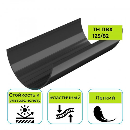 Желоб водосточный Технониколь ПВХ 125/82, черный 3 м 1