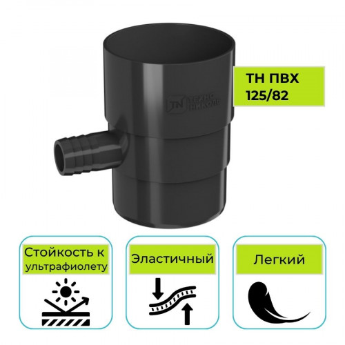Отвод для сбора воды Технониколь ПВХ 125/82, черный 1