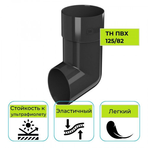 Слив трубы Технониколь ПВХ 125/82, черный 1