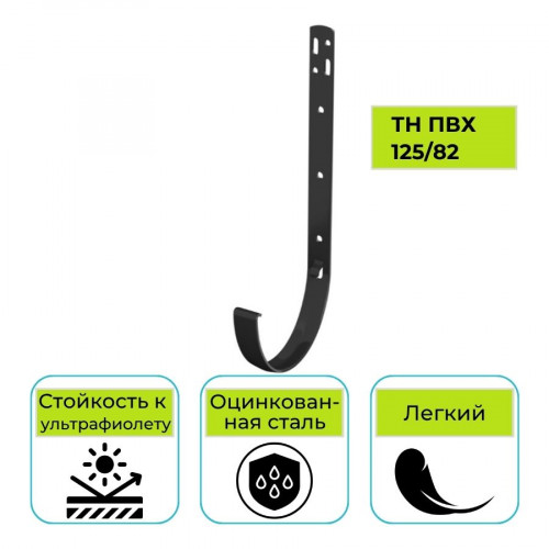 Кронштейн желоба Технониколь ПВХ 125/82, металлический черный 1