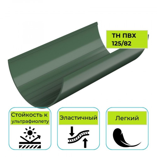 Желоб водосточный Технониколь ПВХ 125/82, зеленый 1,5 м 1