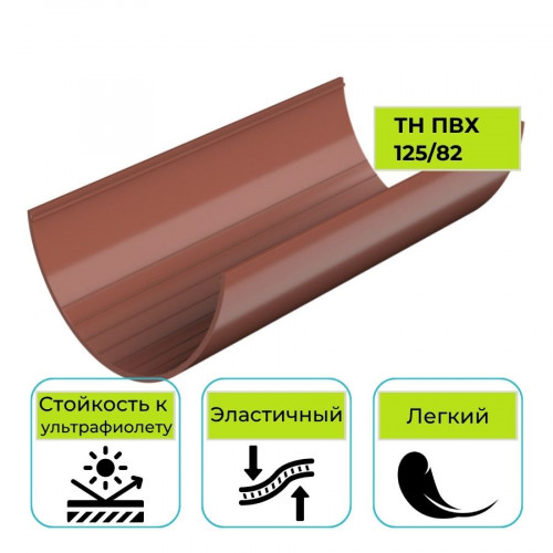 Желоб водосточный Технониколь ПВХ 125/82, красный 3 м 1