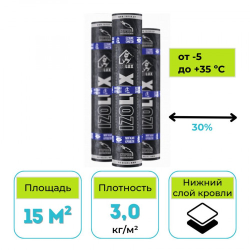 Материал кровельный IzoLUX Стандарт ЭПП-3,0 15 м2