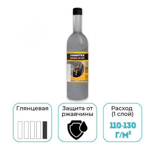 Краска алкидная FARBITEX Серебрянка БТ-177 по металлу, бетону 0,5 л 1