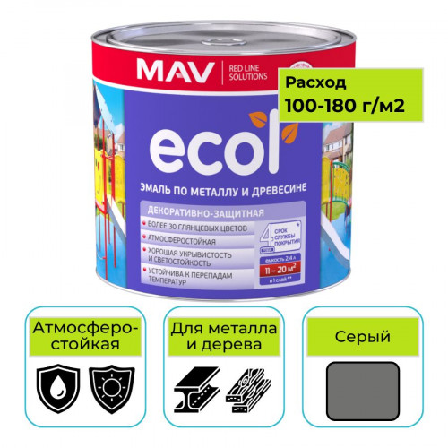 Эмаль ПФ-115 ECOL MAV серый 2,4 л