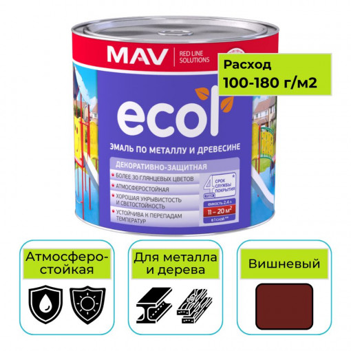 Эмаль ПФ-115 ECOL MAV вишневый 2,4 л