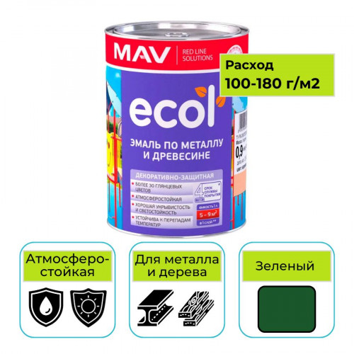 Эмаль ПФ-115 ECOL MAV зеленый 1 л 1