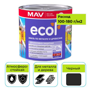 Эмаль ПФ-115 ECOL MAV черный 2,4 л