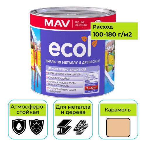 Эмаль ПФ-115 ECOL MAV карамель 2,4 л 1
