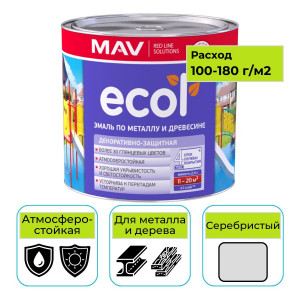 Эмаль ПФ-115 ECOL MAV серебристый 2,4 л