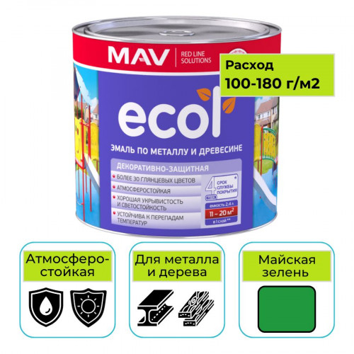 Эмаль ПФ-115 ECOL MAV майская зелень 2,4 л
