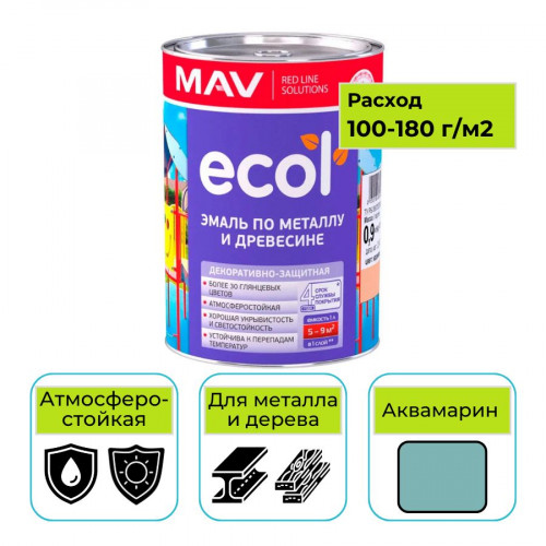Эмаль ПФ-115 ECOL MAV аквамарин 1 л 1