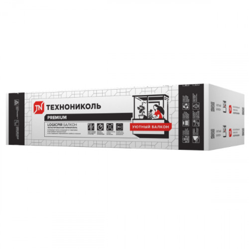 Теплоизоляция LOGICPIR Балкон L-1200х600х30 мм Г4 ТехноНИКОЛЬ 3