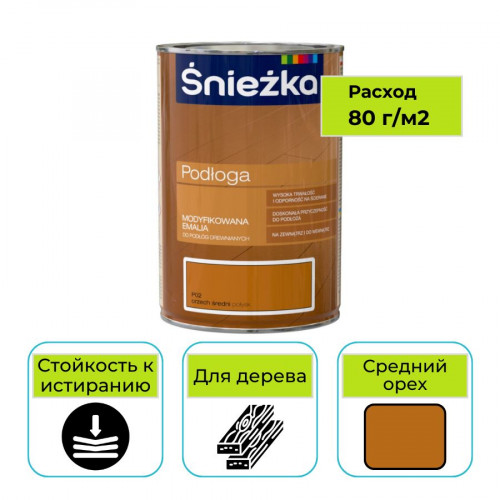 Эмаль алкидная SNIEZKA Podloga (Снежка) средний орех 1 л для пола 1