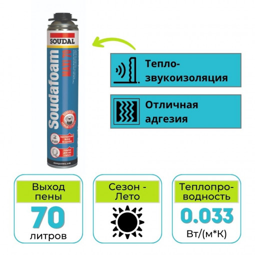 Пена монтажная профессиональная Soudal Maxi 70 870 мл