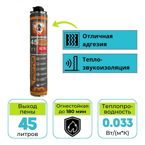 Пена монтажная профессиональная PROFPUR Ultra 750 мл 1
