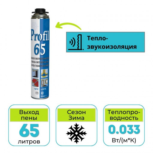 Пена монтажная профессиональная Soudal Profil зимняя 65 820 мл