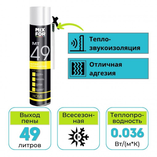 Пена монтажная бытовая MIXFOR МК-49 750 мл