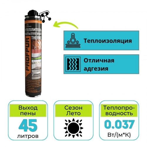 Утеплитель напыляемый PROFPUR Thermo 890 мл 1