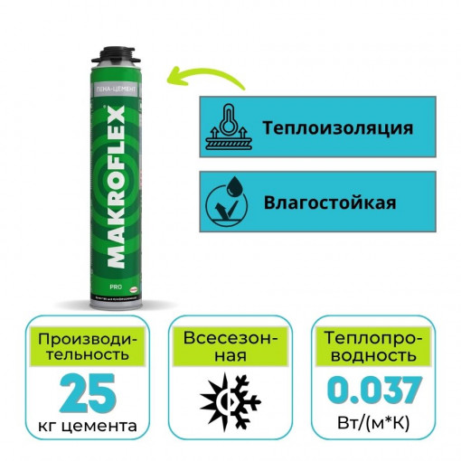 Пена-цемент монтажная профессиональная Makroflex Pro 850 мл