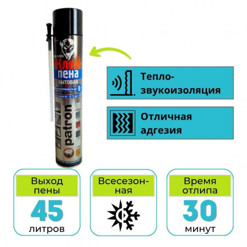 Клей-пена монтажная бытовая PATRON 750 мл