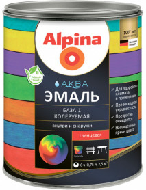Эмаль Alpina АКВА глянцевая База 1 белая 2,5 л