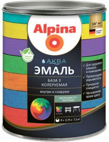 Эмаль Alpina АКВА шелковисто-матовая База 3 прозрачная 0,85 л