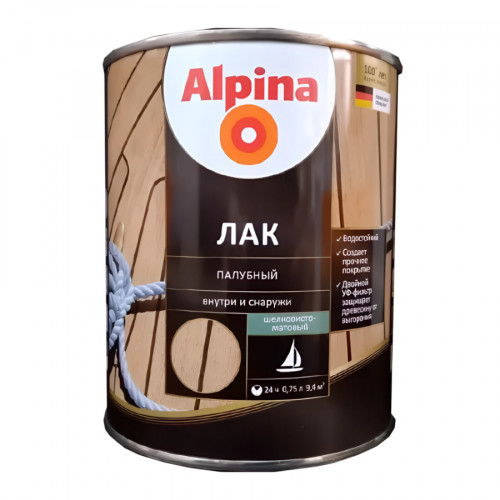Лак алкидный Alpina палубный яхтный шелковисто-матовый прозрачный 0,75 л 1