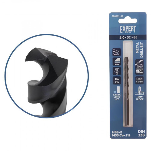 Сверло по металлу 5.0х52х86 мм HSS-Co Black EXPERT STARTUL (SE8301-50) 1