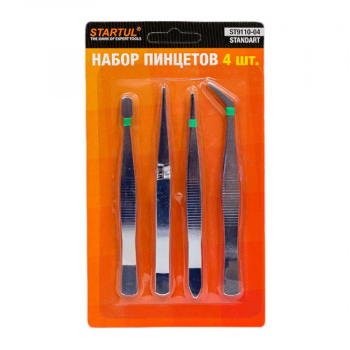 Набор пинцетов STARTUL Standart из нержавеющей стали 4 пр. ST9110-04 1