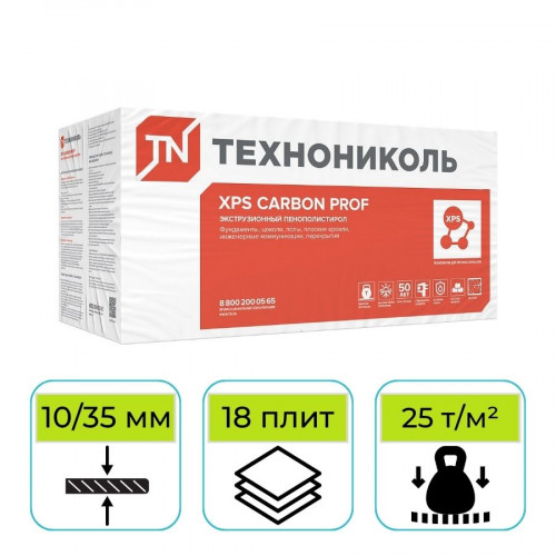 Пенополистирол XPS ТЕХНОНИКОЛЬ Carbon Prof Slope 2,1 % элемент A 1200х600х10/35 мм 1
