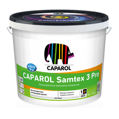 Краска латексная Caparol Samtex 3 Pro База 1 акриловая белая 10 л 2