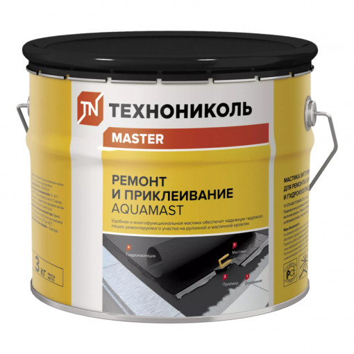 Мастика битумная холодная AquaMast ТехноНИКОЛЬ для ремонта кровли 3 кг