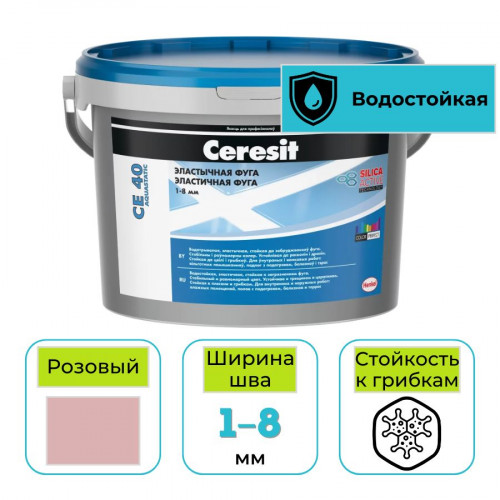 Фуга эластичная водоотталкивающая Ceresit CE 40 № 34 розовая 2 кг 1
