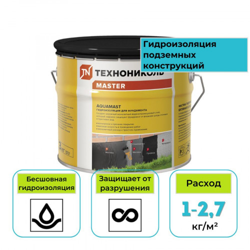 Мастика битумная холодная AquaMast ТехноНИКОЛЬ 3 кг
